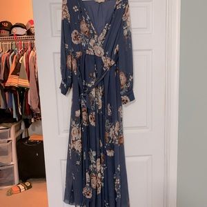 Pink blush blue floral maternity formal dress